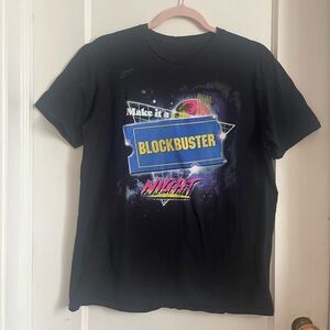 Blockbuster Graphic Tee in Black with Retro Neon Print- VINTAGE